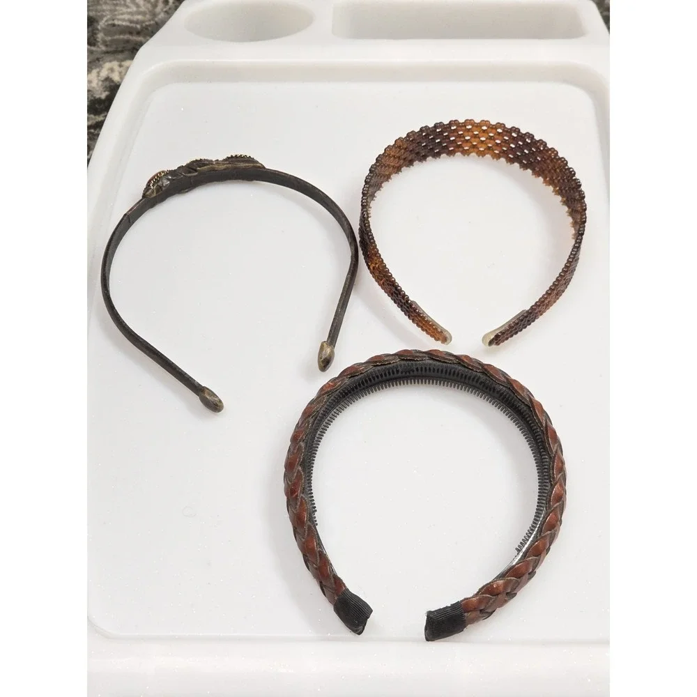 VTG 1990s Goody Brown Headbands BOHO EUC Hair Accessories 3 Pc Lot